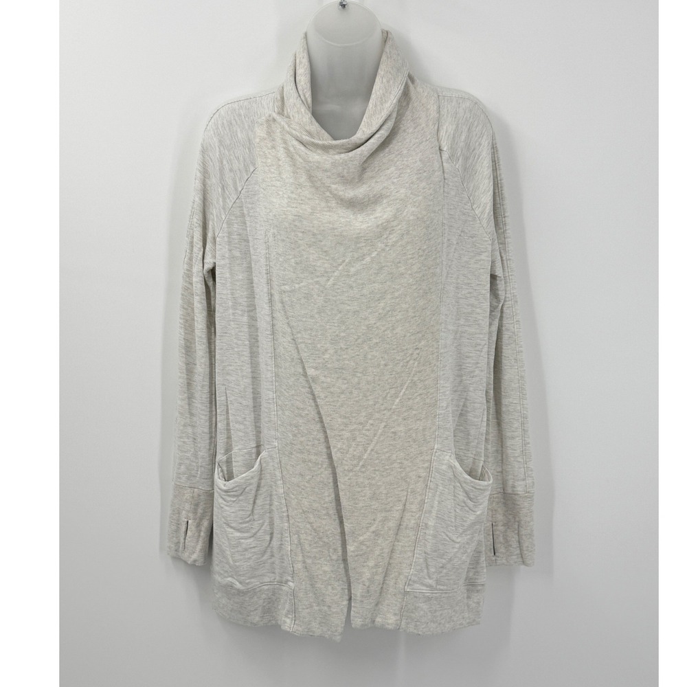 Athleta Studio Wrap Women Small Gray Adaptive Magnetic Closure Thumbhole